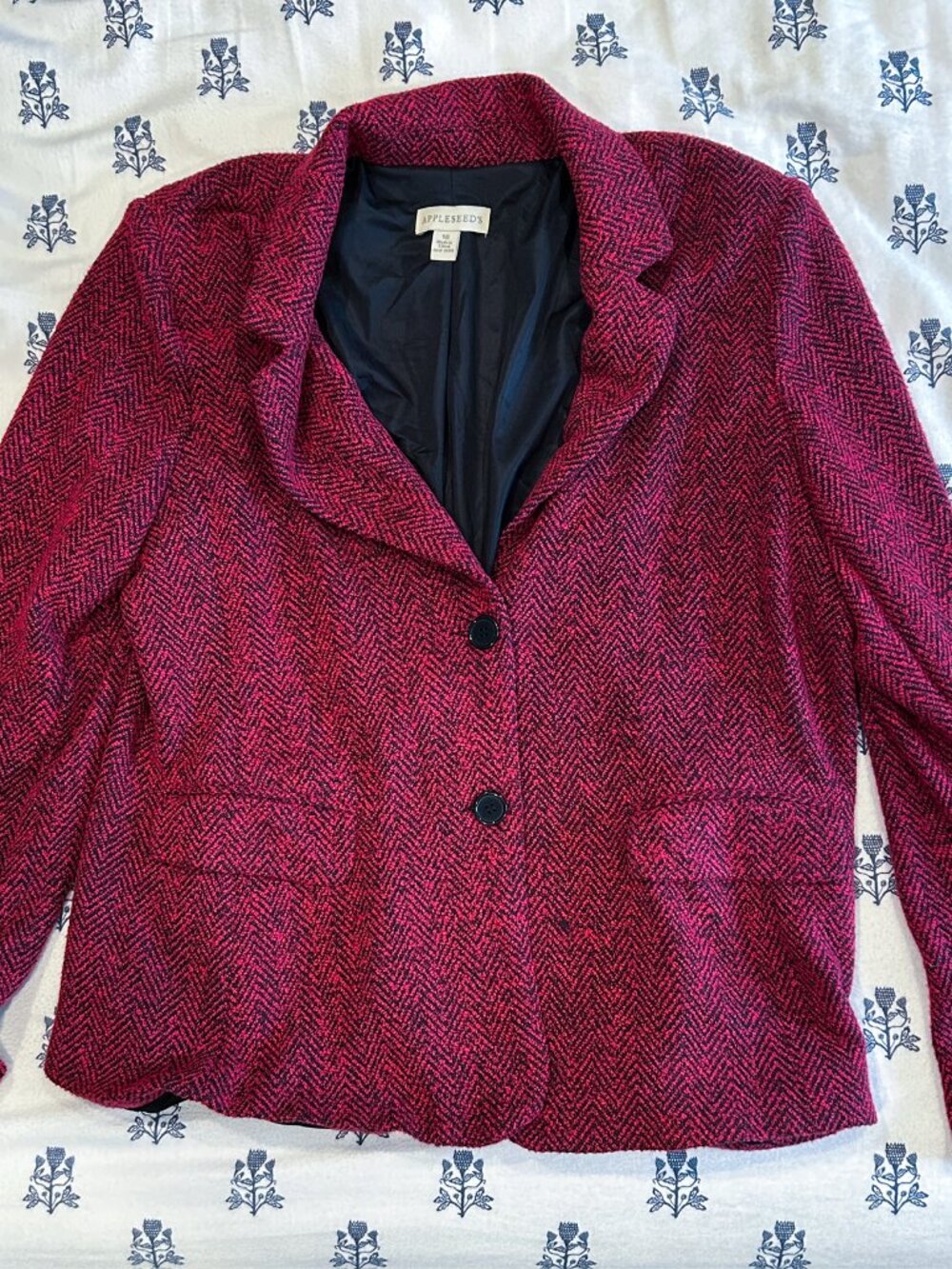 Red Herringbone Blazer Jacket from Appleseed’s | Size 18